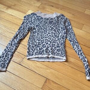 Express Leopard Print Sweater - Gray and Cream
